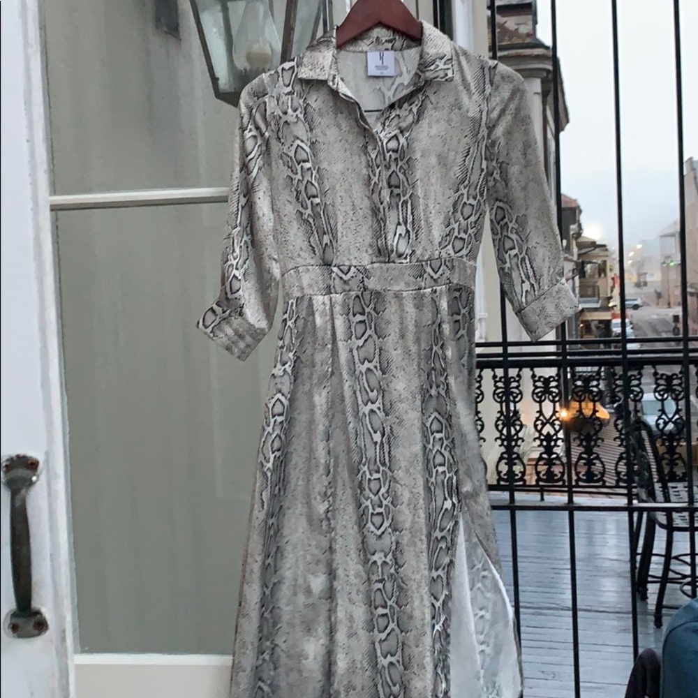 Paula Junyent Python Maxi Dress Split Xs - image 1